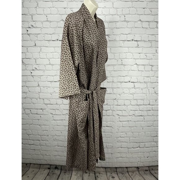 VTG Bill Blass Cream Paisley Print Lightweight Pockets Tie Waist Robe Size O/S - Picture 9 of 10